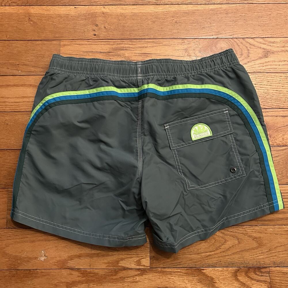 Sundek Retro Striped Mesh Lined Swim Trunks Board Shorts 5” Large